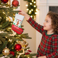 Funny Fitness Cookie Christmas Stocking with Gingerbread Design and Holiday Pattern - Wonder Print Shop
