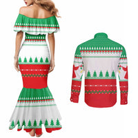 Funny Fitness Cookie Christmas Couples Matching Mermaid Dress and Long Sleeve Button Shirt with Gingerbread Design and Holiday Pattern - Wonder Print Shop