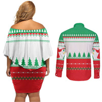 Funny Fitness Cookie Christmas Couples Matching Off Shoulder Short Dress and Long Sleeve Button Shirt with Gingerbread Design and Holiday Pattern - Wonder Print Shop