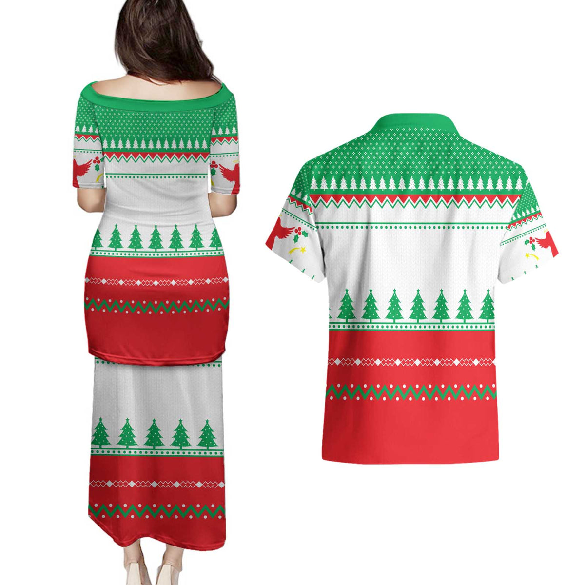 Funny Fitness Cookie Christmas Couples Matching Puletasi and Hawaiian Shirt with Gingerbread Design and Holiday Pattern - Wonder Print Shop