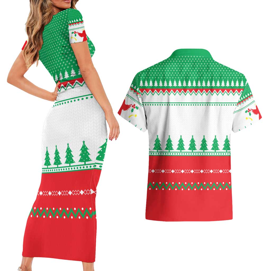 Funny Fitness Cookie Christmas Couples Matching Short Sleeve Bodycon Dress and Hawaiian Shirt with Gingerbread Design and Holiday Pattern - Wonder Print Shop