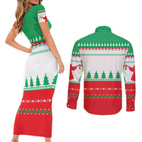 Funny Fitness Cookie Christmas Couples Matching Short Sleeve Bodycon Dress and Long Sleeve Button Shirt with Gingerbread Design and Holiday Pattern - Wonder Print Shop