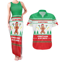 Funny Fitness Cookie Christmas Couples Matching Tank Maxi Dress and Hawaiian Shirt with Gingerbread Design and Holiday Pattern - Wonder Print Shop