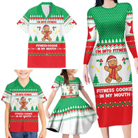Funny Fitness Cookie Christmas Family Matching Long Sleeve Bodycon Dress and Hawaiian Shirt with Gingerbread Design and Holiday Pattern - Wonder Print Shop