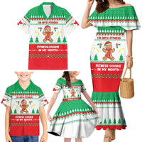Funny Fitness Cookie Christmas Family Matching Mermaid Dress and Hawaiian Shirt with Gingerbread Design and Holiday Pattern - Wonder Print Shop