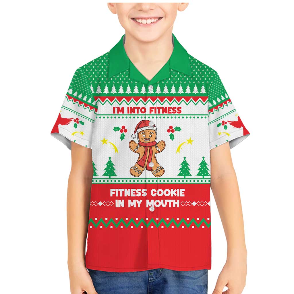 Funny Fitness Cookie Christmas Family Matching Mermaid Dress and Hawaiian Shirt with Gingerbread Design and Holiday Pattern - Wonder Print Shop