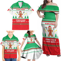Funny Fitness Cookie Christmas Family Matching Off Shoulder Maxi Dress and Hawaiian Shirt with Gingerbread Design and Holiday Pattern - Wonder Print Shop