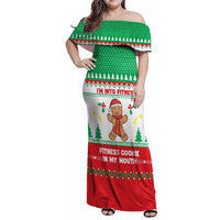 Funny Fitness Cookie Christmas Family Matching Off Shoulder Maxi Dress and Hawaiian Shirt with Gingerbread Design and Holiday Pattern - Wonder Print Shop