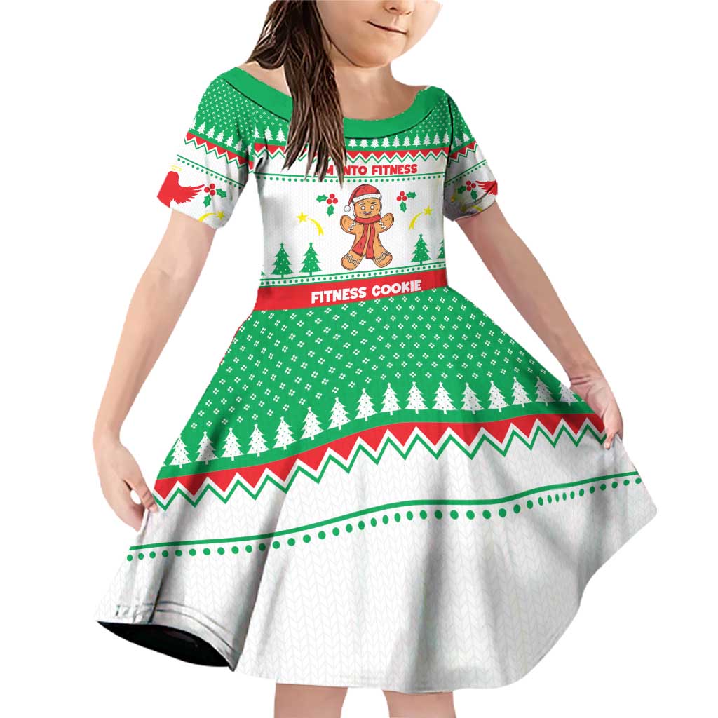 Funny Fitness Cookie Christmas Family Matching Off Shoulder Short Dress and Hawaiian Shirt with Gingerbread Design and Holiday Pattern - Wonder Print Shop