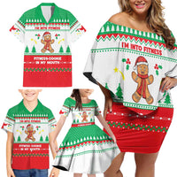 Funny Fitness Cookie Christmas Family Matching Off Shoulder Short Dress and Hawaiian Shirt with Gingerbread Design and Holiday Pattern - Wonder Print Shop