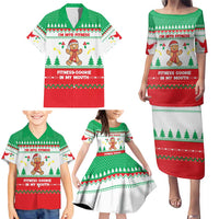 Funny Fitness Cookie Christmas Family Matching Puletasi and Hawaiian Shirt with Gingerbread Design and Holiday Pattern - Wonder Print Shop