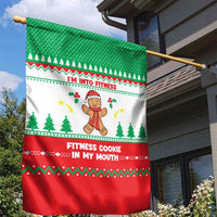 Funny Fitness Cookie Christmas Garden Flag with Gingerbread Design and Holiday Pattern - Wonder Print Shop