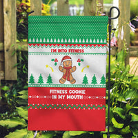 Funny Fitness Cookie Christmas Garden Flag with Gingerbread Design and Holiday Pattern - Wonder Print Shop