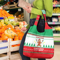 Funny Fitness Cookie Christmas Grocery Bag with Gingerbread Design and Holiday Pattern - Wonder Print Shop