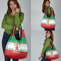 Funny Fitness Cookie Christmas Grocery Bag with Gingerbread Design and Holiday Pattern - Wonder Print Shop