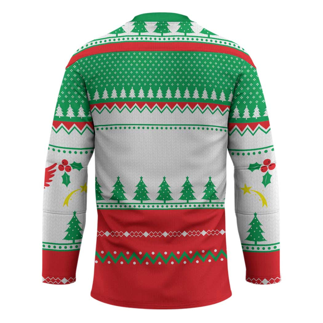 Funny Fitness Cookie Christmas Hockey Jersey with Gingerbread Design and Holiday Pattern - Wonder Print Shop