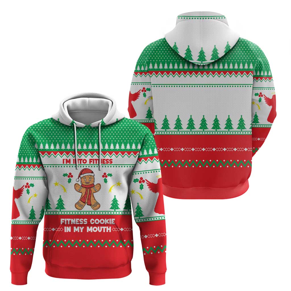 Funny Fitness Cookie Christmas Hoodie with Gingerbread Design and Holiday Pattern - Wonder Print Shop