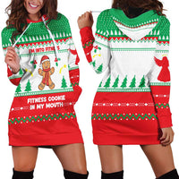 Funny Fitness Cookie Christmas Hoodie Dress with Gingerbread Design and Holiday Pattern - Wonder Print Shop