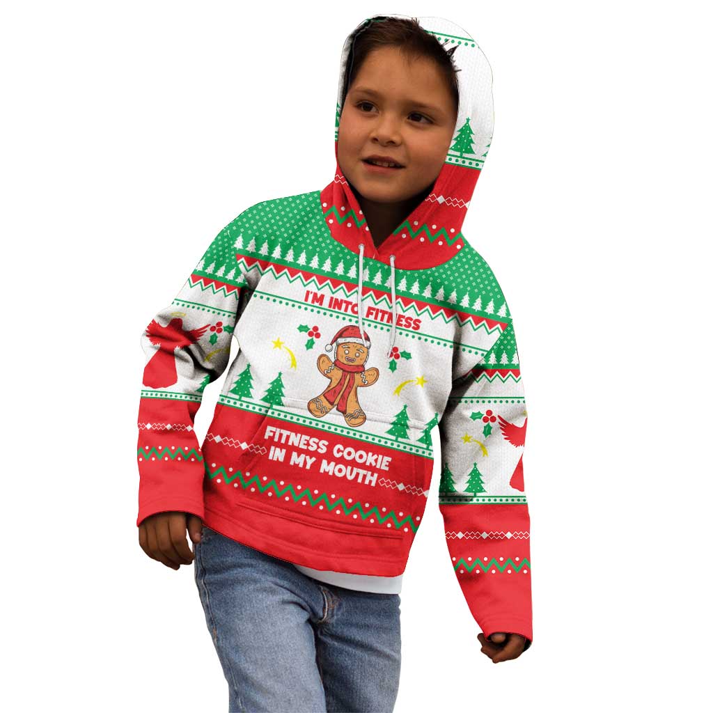 Funny Fitness Cookie Christmas Kid Hoodie with Gingerbread Design and Holiday Pattern - Wonder Print Shop