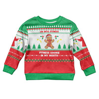Funny Fitness Cookie Christmas Kid Ugly Christmas Sweater with Gingerbread Design and Holiday Pattern - Wonder Print Shop