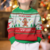 Funny Fitness Cookie Christmas Kid Ugly Christmas Sweater with Gingerbread Design and Holiday Pattern - Wonder Print Shop