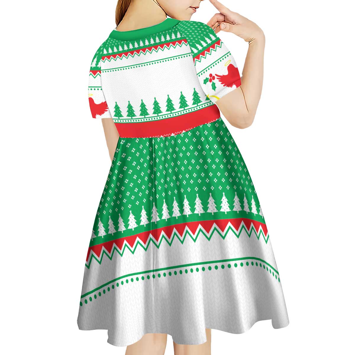 Funny Fitness Cookie Christmas Kid Short Sleeve Dress with Gingerbread Design and Holiday Pattern - Wonder Print Shop