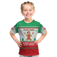 Funny Fitness Cookie Christmas Kid T Shirt with Gingerbread Design and Holiday Pattern - Wonder Print Shop