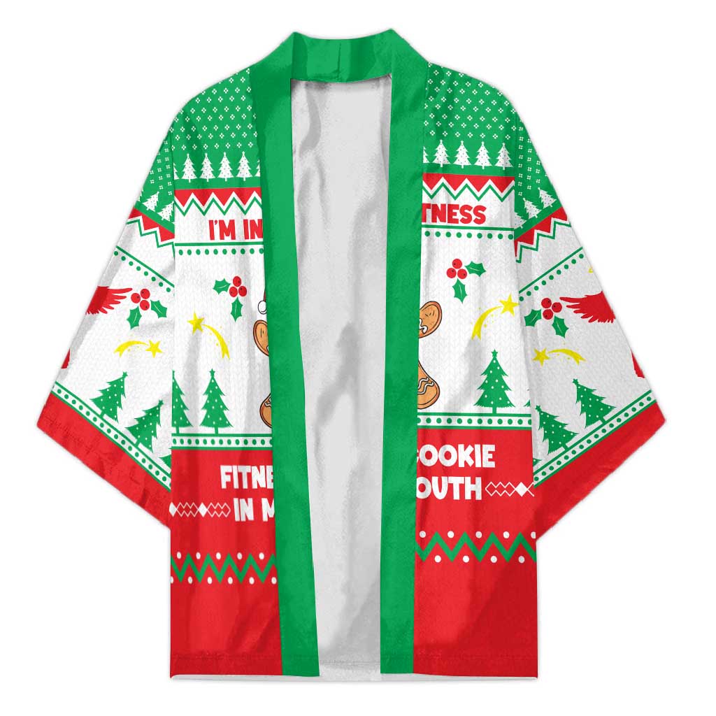 Funny Fitness Cookie Christmas Kimono with Gingerbread Design and Holiday Pattern - Wonder Print Shop