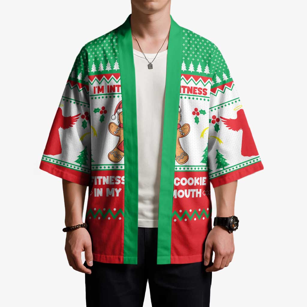 Funny Fitness Cookie Christmas Kimono with Gingerbread Design and Holiday Pattern - Wonder Print Shop