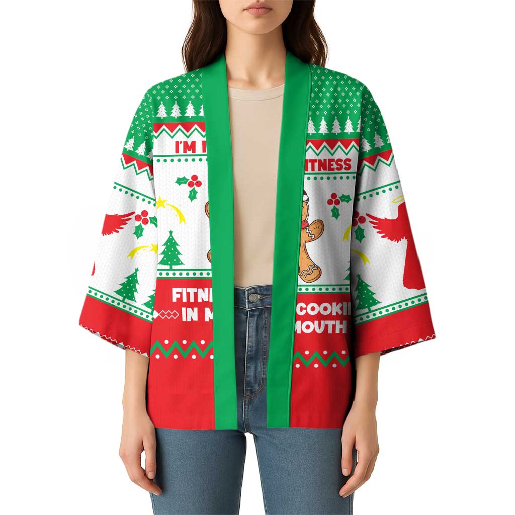 Funny Fitness Cookie Christmas Kimono with Gingerbread Design and Holiday Pattern - Wonder Print Shop