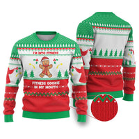 Funny Fitness Cookie Christmas Ugly Christmas Sweater with Gingerbread Design and Holiday Pattern - Wonder Print Shop