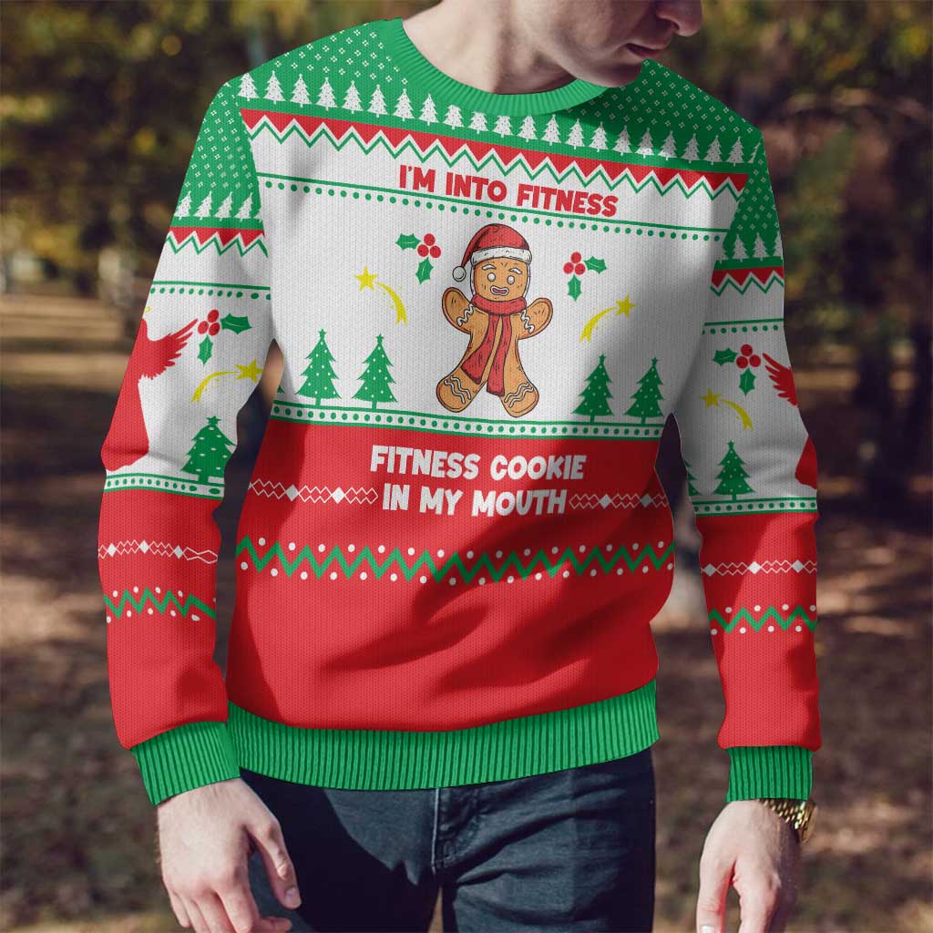 Funny Fitness Cookie Christmas Ugly Christmas Sweater with Gingerbread Design and Holiday Pattern - Wonder Print Shop
