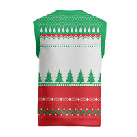 Funny Fitness Cookie Christmas Knitted V-Neck Vest with Gingerbread Design and Holiday Pattern - Wonder Print Shop