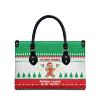 Funny Fitness Cookie Christmas Leather Bag with Gingerbread Design and Holiday Pattern - Wonder Print Shop
