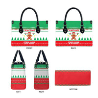 Funny Fitness Cookie Christmas Leather Bag with Gingerbread Design and Holiday Pattern - Wonder Print Shop