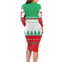 Funny Fitness Cookie Christmas Long Sleeve Bodycon Dress with Gingerbread Design and Holiday Pattern - Wonder Print Shop