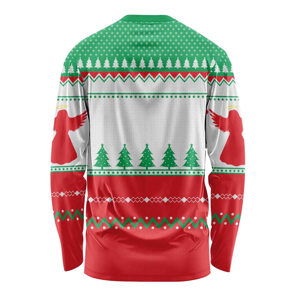 Funny Fitness Cookie Christmas Long Sleeve Shirt with Gingerbread Design and Holiday Pattern - Wonder Print Shop