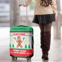 Funny Fitness Cookie Christmas Luggage Cover with Gingerbread Design and Holiday Pattern - Wonder Print Shop