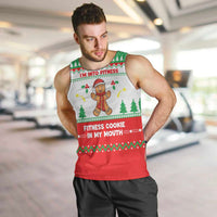Funny Fitness Cookie Christmas Men Tank Top with Gingerbread Design and Holiday Pattern - Wonder Print Shop