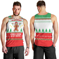 Funny Fitness Cookie Christmas Men Tank Top with Gingerbread Design and Holiday Pattern - Wonder Print Shop