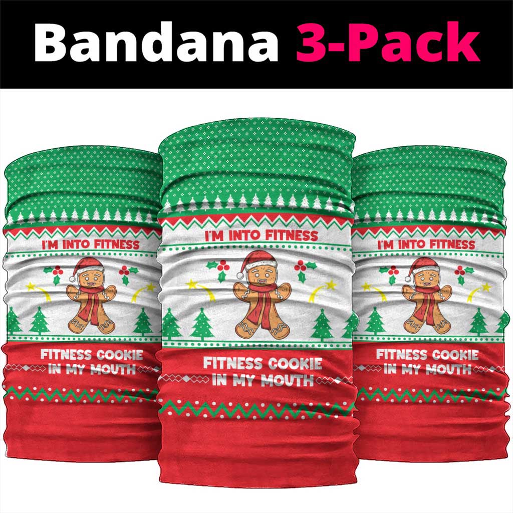 Funny Fitness Cookie Christmas Neck Gaiter with Gingerbread Design and Holiday Pattern - Wonder Print Shop