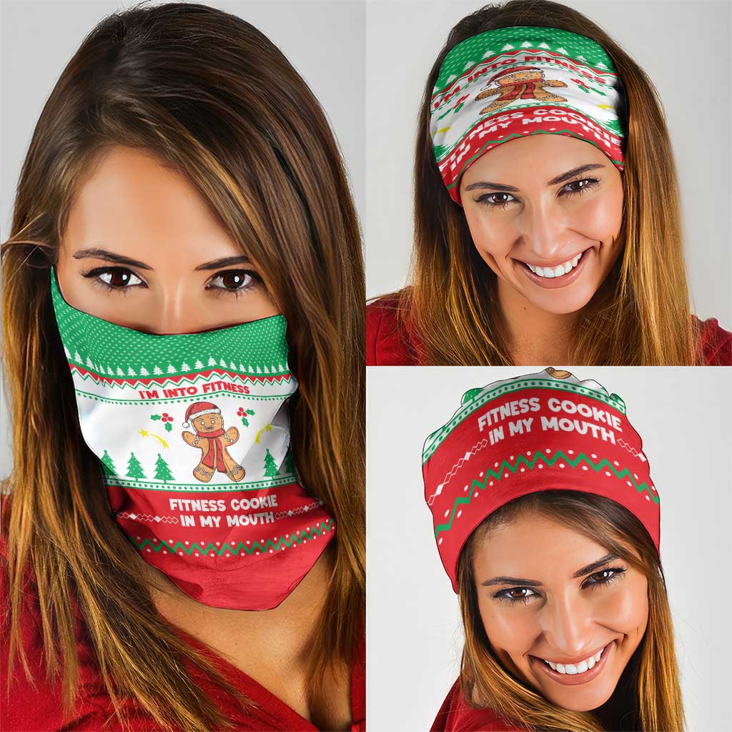 Funny Fitness Cookie Christmas Neck Gaiter with Gingerbread Design and Holiday Pattern - Wonder Print Shop