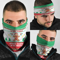 Funny Fitness Cookie Christmas Neck Gaiter with Gingerbread Design and Holiday Pattern - Wonder Print Shop