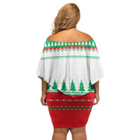 Funny Fitness Cookie Christmas Off Shoulder Short Dress with Gingerbread Design and Holiday Pattern - Wonder Print Shop