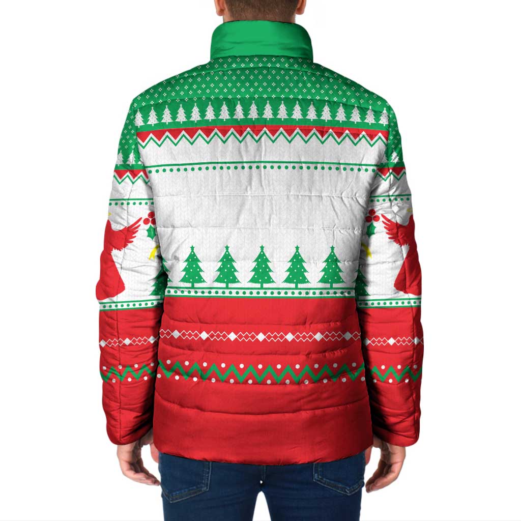 Funny Fitness Cookie Christmas Padded Jacket with Gingerbread Design and Holiday Pattern - Wonder Print Shop