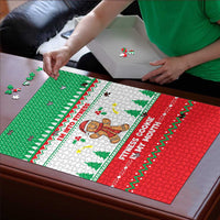 Funny Fitness Cookie Christmas Puzzle with Gingerbread Design and Holiday Pattern - Wonder Print Shop