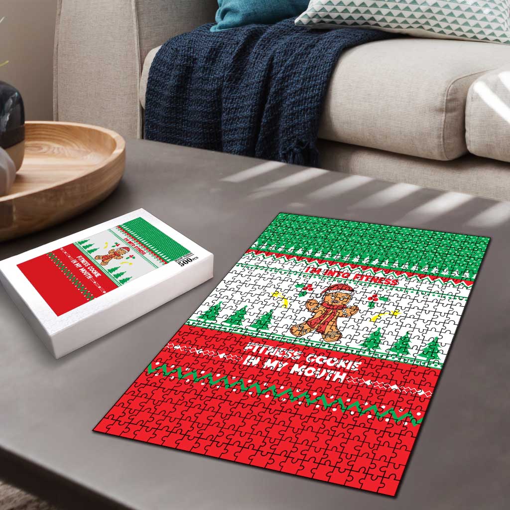 Funny Fitness Cookie Christmas Puzzle with Gingerbread Design and Holiday Pattern - Wonder Print Shop