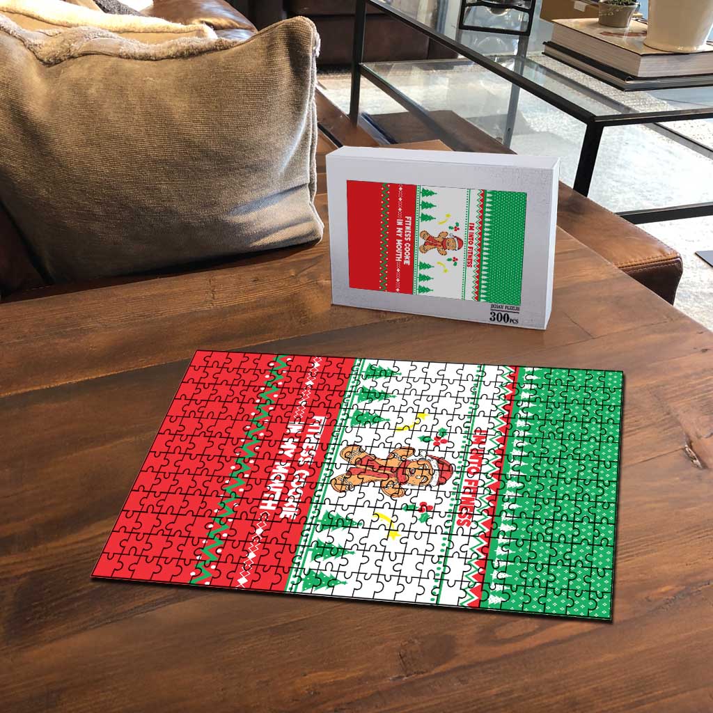 Funny Fitness Cookie Christmas Puzzle with Gingerbread Design and Holiday Pattern - Wonder Print Shop
