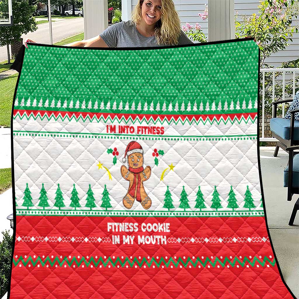 Funny Fitness Cookie Christmas Quilt with Gingerbread Design and Holiday Pattern - Wonder Print Shop