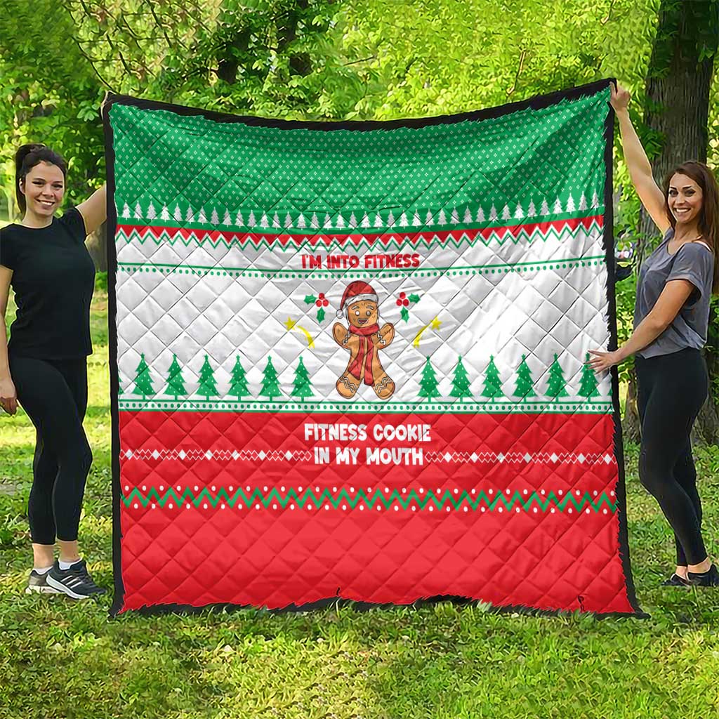 Funny Fitness Cookie Christmas Quilt with Gingerbread Design and Holiday Pattern - Wonder Print Shop